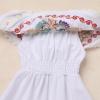 image:imageIDOPIP Toddler Baby Girls Mexican Dress Embroidered Floral Off Shoulder Dresses Summer Ruffle Kids Birthday Party DressesWhite