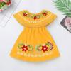 image:imageIDOPIP Toddler Baby Girls Mexican Dress Embroidered Floral Off Shoulder Dresses Summer Ruffle Kids Birthday Party DressesYellow