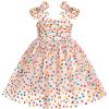 image:imageIDOPIP Baby Girl Tutu Dress Summer Sleeveless Backless Princess Birthday Party Dresses Toddler Pageant Smocked Tulle SundressColorful Dots