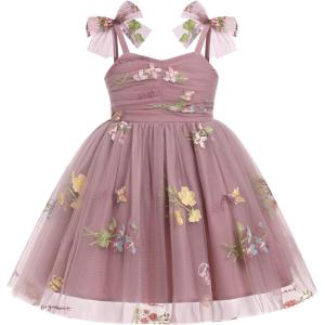 image:imageIDOPIP Baby Girl Tutu Dress Summer Sleeveless Backless Princess Birthday Party Dresses Toddler Pageant Smocked Tulle SundressDusty Pink