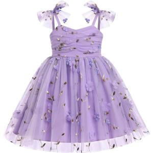 image:imageIDOPIP Baby Girl Tutu Dress Summer Sleeveless Backless Princess Birthday Party Dresses Toddler Pageant Smocked Tulle SundressLight Purple