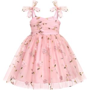 image:imageIDOPIP Baby Girl Tutu Dress Summer Sleeveless Backless Princess Birthday Party Dresses Toddler Pageant Smocked Tulle SundressPink
