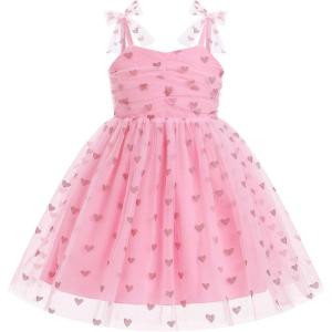 image:imageIDOPIP Baby Girl Tutu Dress Summer Sleeveless Backless Princess Birthday Party Dresses Toddler Pageant Smocked Tulle SundressPink Heart