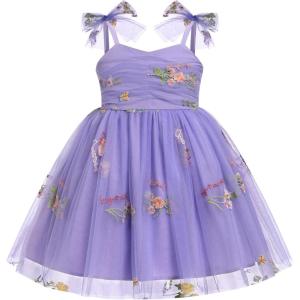 image:imageIDOPIP Baby Girl Tutu Dress Summer Sleeveless Backless Princess Birthday Party Dresses Toddler Pageant Smocked Tulle SundressPurple