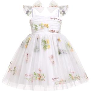 image:imageIDOPIP Baby Girl Tutu Dress Summer Sleeveless Backless Princess Birthday Party Dresses Toddler Pageant Smocked Tulle SundressWhite