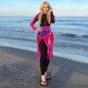 image:imageIDOPIP Muslim Burkini Swimsuit for Womens One Piece Swimsuit with Beach Skirt Cover up Sarong  Pants Set 3PCS Bathing SuitHot Pink