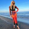 image:imageIDOPIP Muslim Burkini Swimsuit for Womens One Piece Swimsuit with Beach Skirt Cover up Sarong  Pants Set 3PCS Bathing SuitOrange