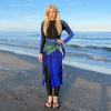 image:imageIDOPIP Muslim Burkini Swimsuit for Womens One Piece Swimsuit with Beach Skirt Cover up Sarong  Pants Set 3PCS Bathing SuitRoyal Blue