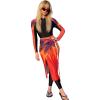 image:imageIDOPIP Muslim Burkini Swimsuit for Womens One Piece Swimsuit with Beach Skirt Cover up Sarong  Pants Set 3PCS Bathing SuitOrange