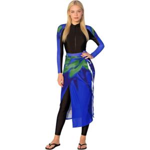 image:imageIDOPIP Muslim Burkini Swimsuit for Womens One Piece Swimsuit with Beach Skirt Cover up Sarong  Pants Set 3PCS Bathing SuitRoyal Blue