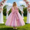 image:imageIDOPIP Butterfly Flower Girl VBackless Bow Dress for Kids Wedding Pageant Party Long Gown Communion Birthday Tulle DressesPink  Sequin Star