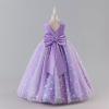 image:imageIDOPIP Butterfly Flower Girl VBackless Bow Dress for Kids Wedding Pageant Party Long Gown Communion Birthday Tulle DressesPurple  Gradient