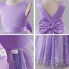 image:imageIDOPIP Butterfly Flower Girl VBackless Bow Dress for Kids Wedding Pageant Party Long Gown Communion Birthday Tulle DressesPurple  Gradient