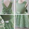 image:imageIDOPIP Butterfly Flower Girl VBackless Bow Dress for Kids Wedding Pageant Party Long Gown Communion Birthday Tulle DressesSage Green