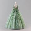 image:imageIDOPIP Butterfly Flower Girl VBackless Bow Dress for Kids Wedding Pageant Party Long Gown Communion Birthday Tulle DressesSage Green