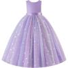 image:imageIDOPIP Butterfly Flower Girl VBackless Bow Dress for Kids Wedding Pageant Party Long Gown Communion Birthday Tulle DressesPurple  Gradient