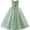 image:imageIDOPIP Butterfly Flower Girl VBackless Bow Dress for Kids Wedding Pageant Party Long Gown Communion Birthday Tulle DressesSage Green
