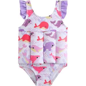 image:imageIDOPIP Kids Boys Girls Floatation Swimsuit with Adjustable Buoyancy Baby Float Suit Swim Vest One Piece Swimwear Bathing SuitPurple Whale
