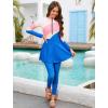 image:imageIDOPIP Muslim Swimsuit for Women 4PCS Modest Burkini Swimwear One Piece Swimsuit with Beach Skirt Sarong Pants Bathing SuitBlue