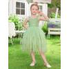 image:imageIDOPIP Toddler Baby Girls Sequin Bowknot Tutu Dress Smocked Princess Birthday Party Dresses Pageant Wedding Tulle Gown 16TGreen