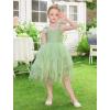 image:imageIDOPIP Toddler Baby Girls Sequin Bowknot Tutu Dress Smocked Princess Birthday Party Dresses Pageant Wedding Tulle Gown 16TGreen