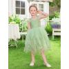 image:imageIDOPIP Toddler Baby Girls Sequin Bowknot Tutu Dress Smocked Princess Birthday Party Dresses Pageant Wedding Tulle Gown 16TGreen
