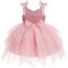 image:imageIDOPIP Toddler Baby Girls Sequin Bowknot Tutu Dress Smocked Princess Birthday Party Dresses Pageant Wedding Tulle Gown 16TPink