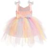 image:imageIDOPIP Toddler Baby Girls Sequin Bowknot Tutu Dress Smocked Princess Birthday Party Dresses Pageant Wedding Tulle Gown 16TRainbow Pink