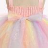 image:imageIDOPIP Toddler Baby Girls Sequin Bowknot Tutu Dress Smocked Princess Birthday Party Dresses Pageant Wedding Tulle Gown 16TRainbow Pink