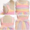image:imageIDOPIP Toddler Baby Girls Sequin Bowknot Tutu Dress Smocked Princess Birthday Party Dresses Pageant Wedding Tulle Gown 16TRainbow Pink