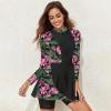 image:imageIDOPIP Womens Floral Print One Piece Swimsuit Swim Dress with Shorts Long Sleeve Surfing Rash Guard Two Piece Bathing SuitPink