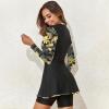 image:imageIDOPIP Womens Floral Print One Piece Swimsuit Swim Dress with Shorts Long Sleeve Surfing Rash Guard Two Piece Bathing SuitYellow