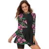 image:imageIDOPIP Womens Floral Print One Piece Swimsuit Swim Dress with Shorts Long Sleeve Surfing Rash Guard Two Piece Bathing SuitPink