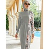 image:imageIDOPIP Muslim Burkini Swimsuits for Women Modest Islamic Arabic Swimwear Full Cover Hijab Top Pants Swimming Cap Bathing SuitGray
