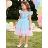 image:imageIDOPIP Toddler Baby Girls Shiny Butterfly Tutu Dress Princess Birthday Party Pageant Flower Girl Wedding Tulle Dresses 26TBlue