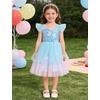 image:imageIDOPIP Toddler Baby Girls Shiny Butterfly Tutu Dress Princess Birthday Party Pageant Flower Girl Wedding Tulle Dresses 26TBlue