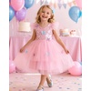 image:imageIDOPIP Toddler Baby Girls Shiny Butterfly Tutu Dress Princess Birthday Party Pageant Flower Girl Wedding Tulle Dresses 26TPink