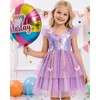 image:imageIDOPIP Toddler Baby Girls Shiny Butterfly Tutu Dress Princess Birthday Party Pageant Flower Girl Wedding Tulle Dresses 26TPurple  Stars