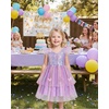 image:imageIDOPIP Toddler Baby Girls Shiny Butterfly Tutu Dress Princess Birthday Party Pageant Flower Girl Wedding Tulle Dresses 26TPurple  Stars