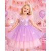 image:imageIDOPIP Toddler Baby Girls Shiny Butterfly Tutu Dress Princess Birthday Party Pageant Flower Girl Wedding Tulle Dresses 26TPurple