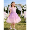 image:imageIDOPIP Toddler Baby Girls Shiny Butterfly Tutu Dress Princess Birthday Party Pageant Flower Girl Wedding Tulle Dresses 26TPurple