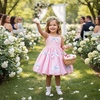 image:imageIDOPIP Toddler Girls Pink Bow Birthday Dress BubbleHem Princess Flower Girl Wedding Pageant Formal Party Dresses Photo ShootPink