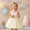 image:imageIDOPIP Toddler Girls Pink Bow Birthday Dress BubbleHem Princess Flower Girl Wedding Pageant Formal Party Dresses Photo ShootYellow