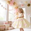 image:imageIDOPIP Toddler Girls Pink Bow Birthday Dress BubbleHem Princess Flower Girl Wedding Pageant Formal Party Dresses Photo ShootYellow
