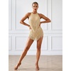 image:imageIDOPIP Women Latin Dance Fringe Dress Halter Sequin Bodysuit Outfit Tassel Dance Costume Salsa Ballroom Performance ClubwearGold