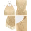 image:imageIDOPIP Women Latin Dance Fringe Dress Halter Sequin Bodysuit Outfit Tassel Dance Costume Salsa Ballroom Performance ClubwearGold