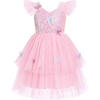 image:imageIDOPIP Toddler Baby Girls Shiny Butterfly Tutu Dress Princess Birthday Party Pageant Flower Girl Wedding Tulle Dresses 26TPink