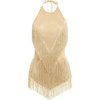 image:imageIDOPIP Women Latin Dance Fringe Dress Halter Sequin Bodysuit Outfit Tassel Dance Costume Salsa Ballroom Performance ClubwearGold
