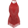 image:imageIDOPIP Women Latin Dance Fringe Dress Halter Sequin Bodysuit Outfit Tassel Dance Costume Salsa Ballroom Performance ClubwearRed