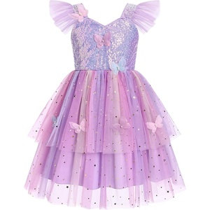 image:imageIDOPIP Toddler Baby Girls Shiny Butterfly Tutu Dress Princess Birthday Party Pageant Flower Girl Wedding Tulle Dresses 26TPurple  Stars